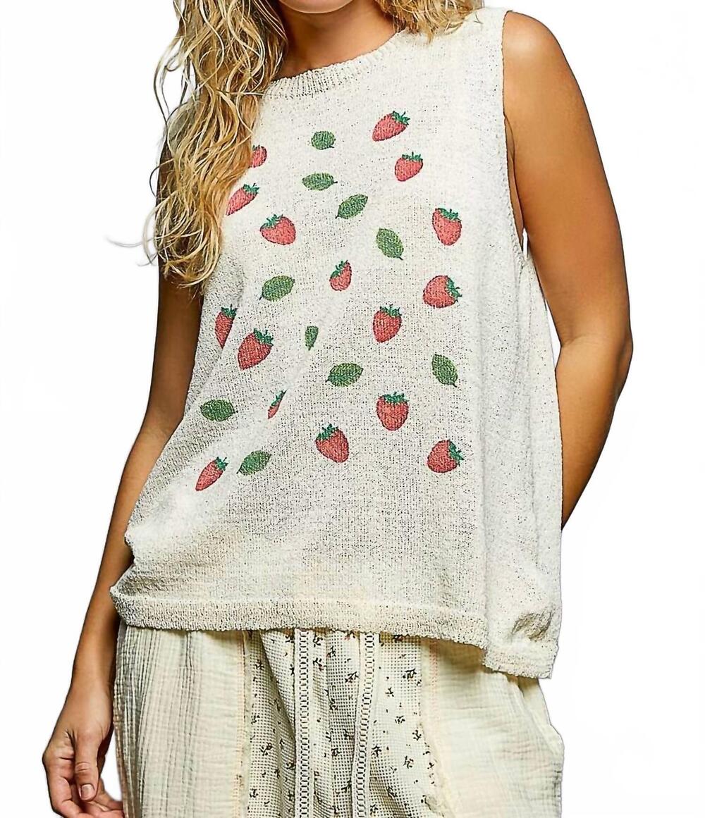 NEW POL sweet strawberry sleeveless top in cream